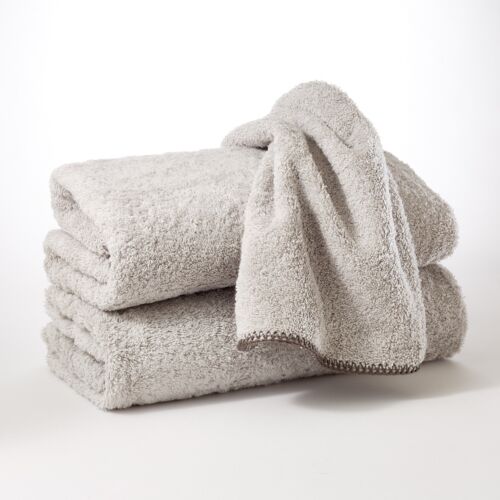 Matouk Towel Collection Whipstitch Pearl & Charcoal