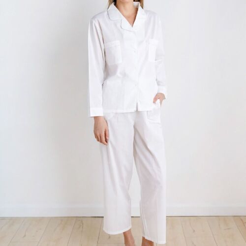 Cotton Long Sleeve Pajama Set White