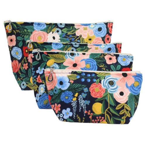 Dana Herbert Peach Floral Cosmetic Bags