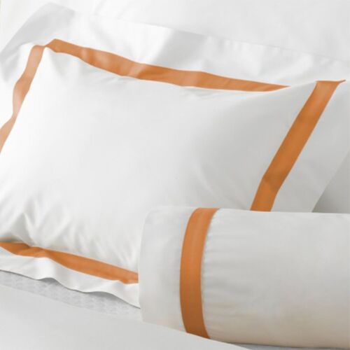 Matouk Lowell White & Tangerine Bed Collection