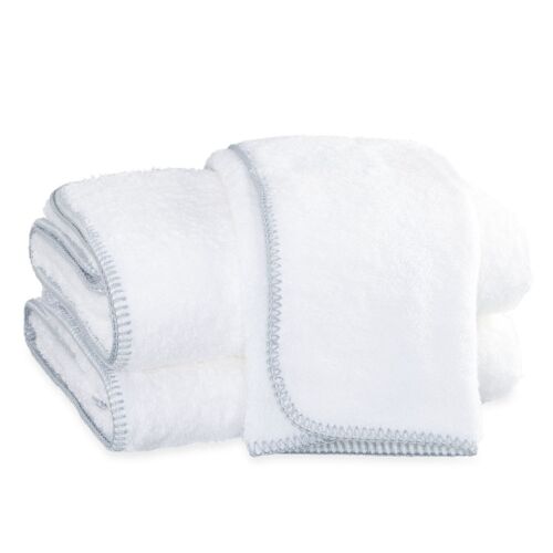 Matouk Towel Collection Whipstitch White & Sterling