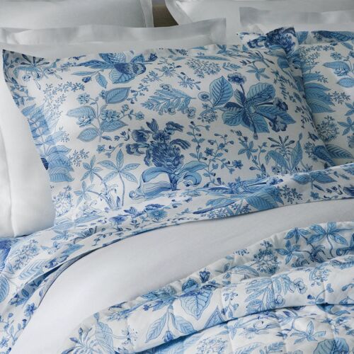 Matouk Pomegranate Porcelain Blue Linen Bed Collection