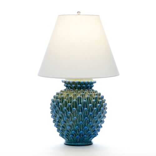  Italian Table Lamp Pinecones Green & Blue