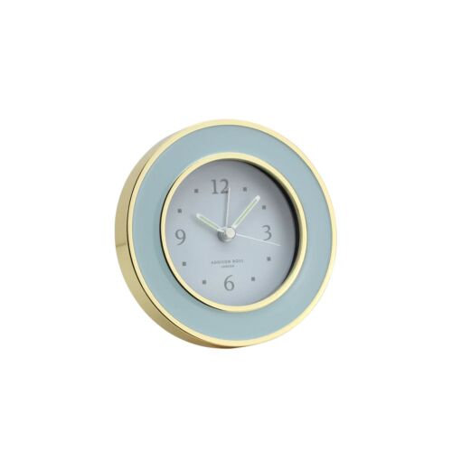 Addison Ross Alarm Clock Round Enamel & Gold Powder Blue