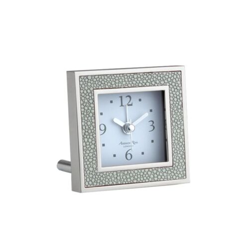 Addison Ross Alarm Clock Square Shagreen Grey & Silver