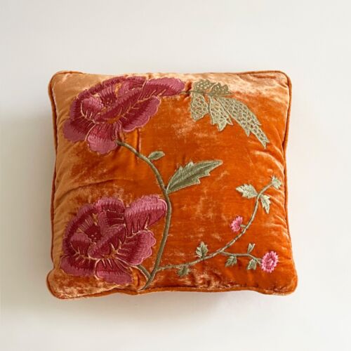 Anke Drechsel Silk Velvet Pillow Delia Tangerine 12"