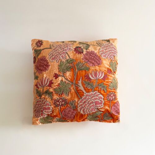 Anke Drechsel Silk Velvet Pillow Milva Tangerine 16"