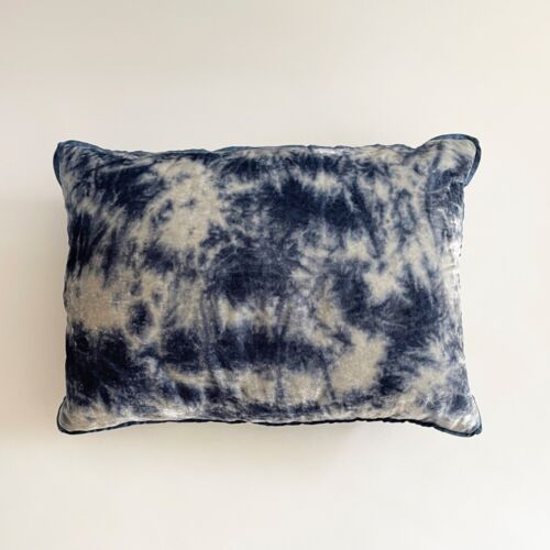 Anke Drechsel Silk Velvet Pillow Plain Shaded Blue 14x20"