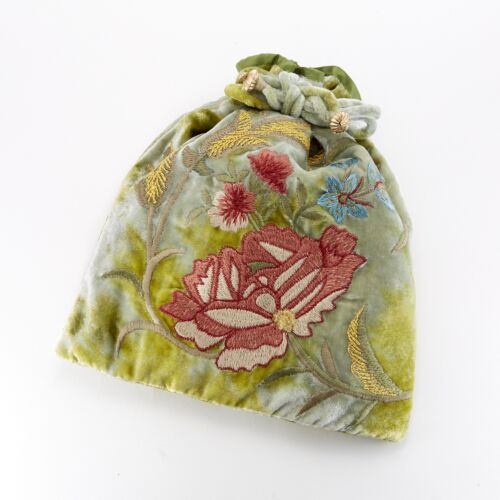 Anke Drechsel Silk Velvet Drawstring Pouch Lola Shaded Mint Large