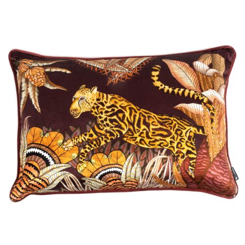 Ardmore Cheetah Kings Forest Plum Velvet Pillow 24x16"