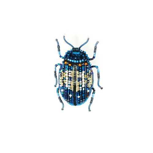  Artisan Brooch Pin Blue Mint Beetle