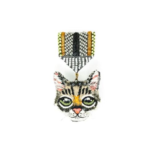 Artisan Brooch Pin Cat Honor Medal