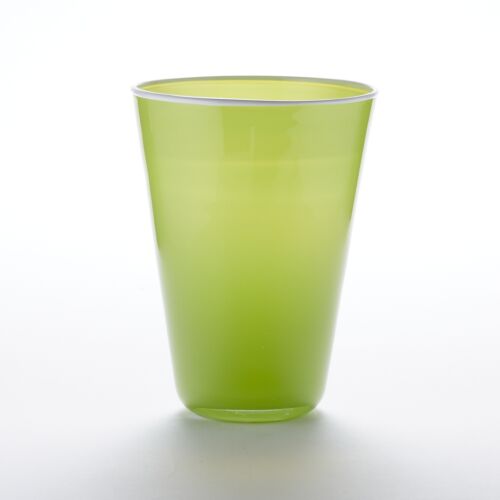Artisan Glass Opak Tumbler Green & White Rim