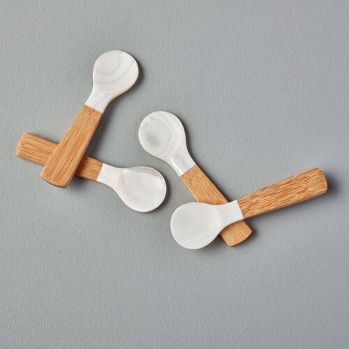 Artisan Seashell & Bamboo Spoon Set/4