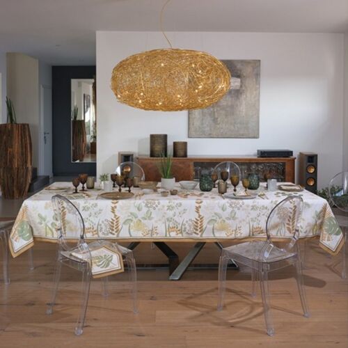 Beauville Agapanthes Sand Tablecloth 67x122"