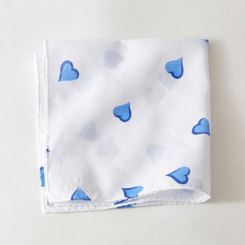 D. Porthault Handkerchief Printed Coeurs Blue