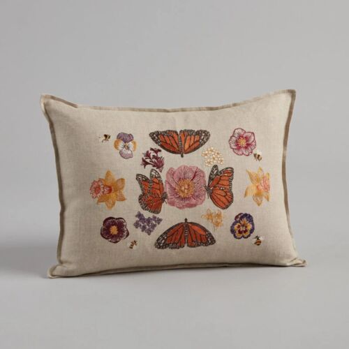 Coral & Tusk Pillow Butterflies Blooms 12x16"