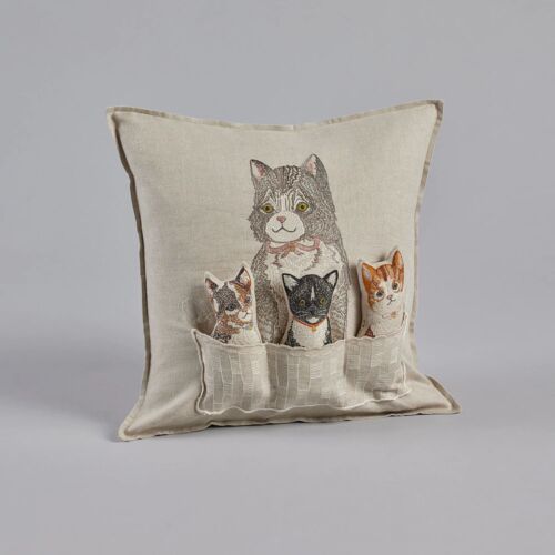  Coral & Tusk Pocket Pillow Basket Of Kittens 16"