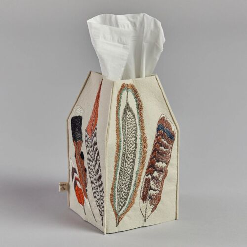 Coral & Tusk Tissue Box Cover Feathers