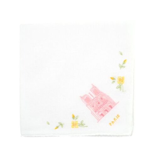 D. Porthault Handkerchief Embroidered Notre Dame Pink 