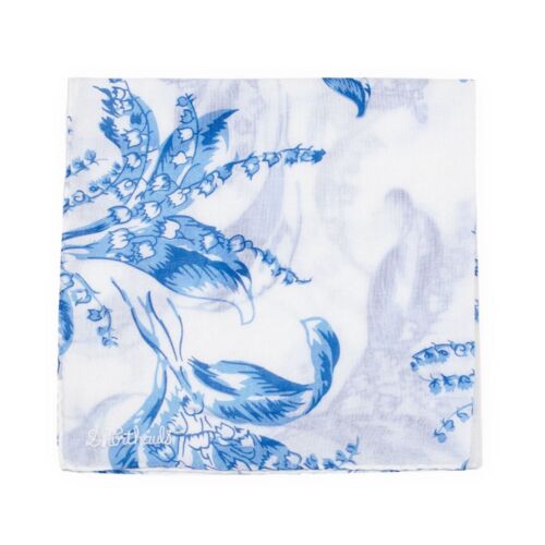D. Porthault Handkerchief Printed Muguet Blue