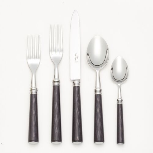 French Flatware Cathare Stainless Blackwood 5-Piece Setting