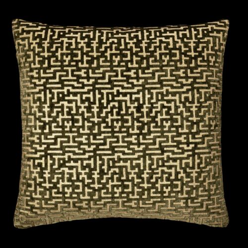  Fortuny Delphos Labirinto Dark Olive Green Velvet Pillow 20.5"