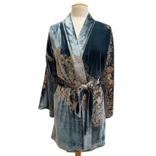 Fortuny Isabel Velvet Candy Blue Kimono