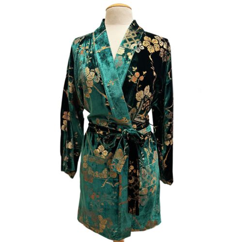 Fortuny Isabel Velvet Fir Green Kimono