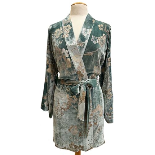 Fortuny Isabel Velvet Jade Green Kimono