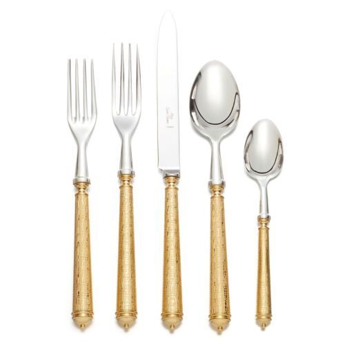 French Flatware Lin Gold 5-Piece Setting