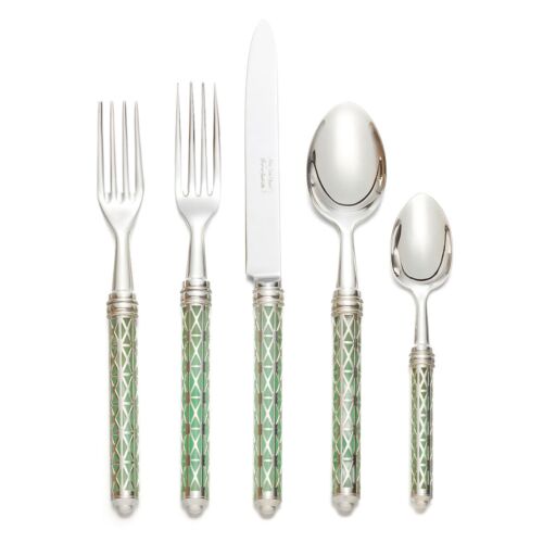 French Flatware Louxor Anise Silver 5-Piece Setting