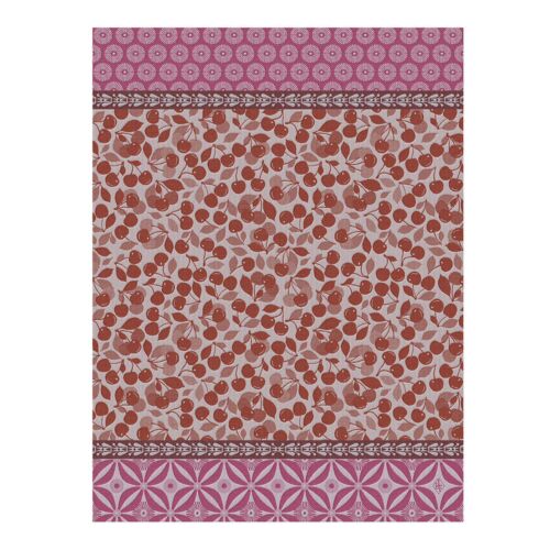 French Tea Towel Cherries Red