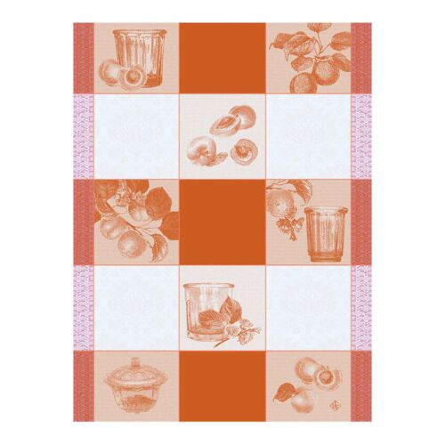 French Tea Towel Confitures Carreaux Orange