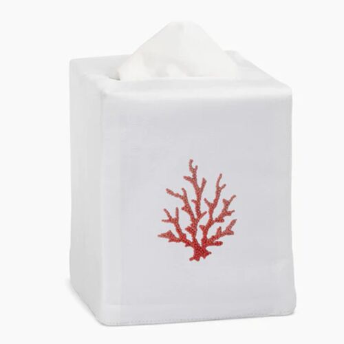 Henry Handwork Tissue Box Cover Coral Knot Red