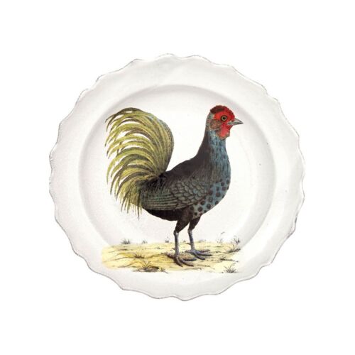 John Derian Bird Deep Plate Hanburg Rooster