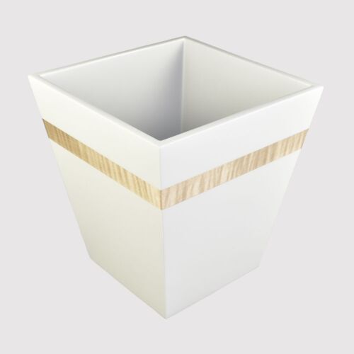 Lacquer Silver Dollar Sycamore Band Wastebasket