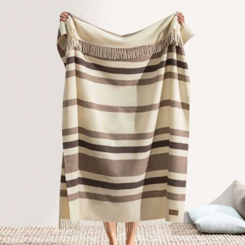 Lands Downunder Cashmere Throw Riviera Taupe & Brown