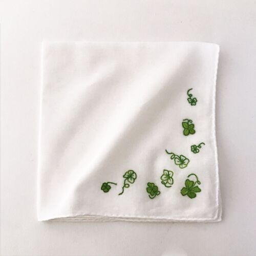 D. Porthault Handkerchief Embroidered Trefles Green