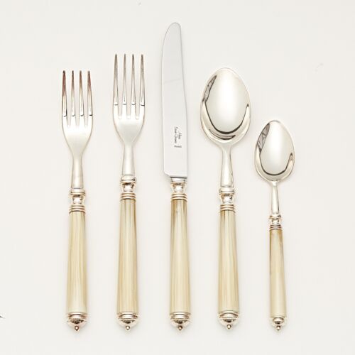 French Flatware Marbella Light Horn Silver Plate 5-Piece Setting