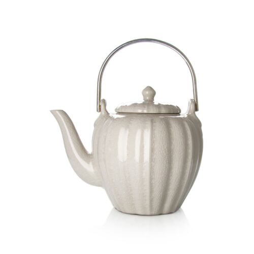 Mariage Freres Rangoon Stoneware & Enamel Ivory Teapot