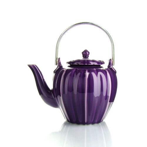 Mariage Freres Rangoon Stoneware & Enamel Purple Teapot