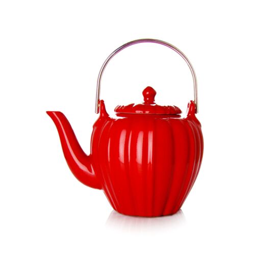 Mariage Freres Rangoon Stoneware & Enamel Red Teapot