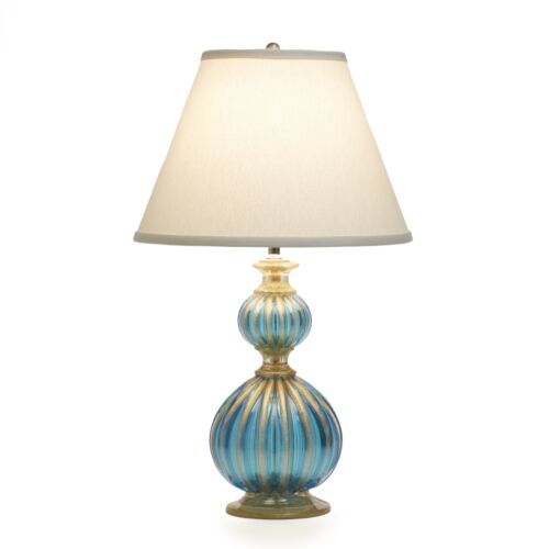  Murano Glass Aquamarine & Gold Table Lamp