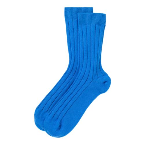 Johnstons of Elgin Cashmere Blend Ribbed Socks Men Orkney Blue (EU44)