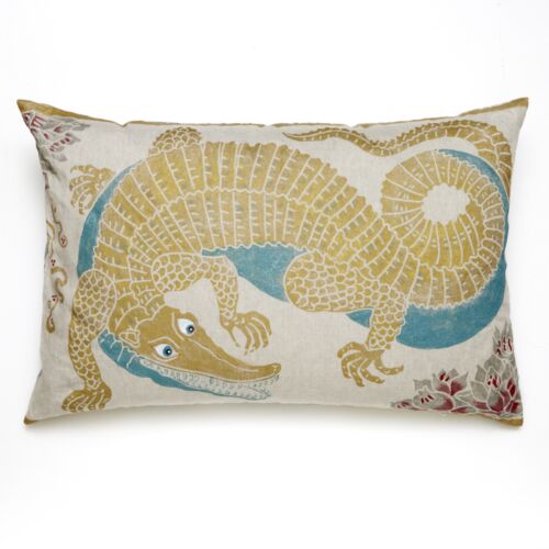 Mirella Alligator Linen Pillow 21x33"