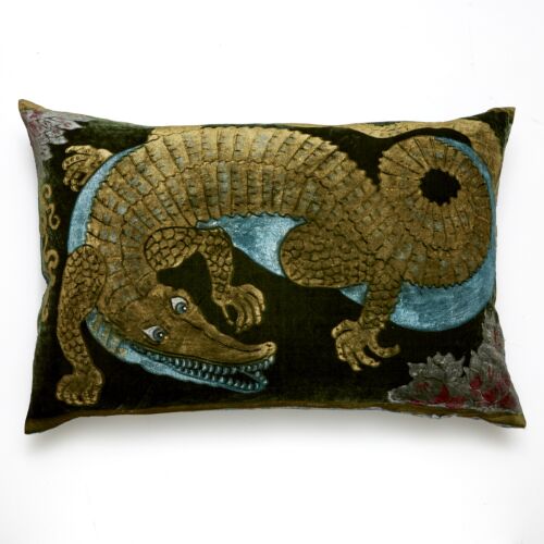 Mirella Alligator Silk Velvet Pillow 21x33"