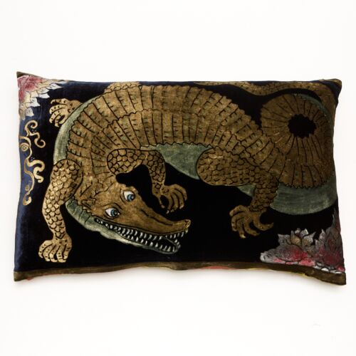 Mirella Alligator Silk Velvet Pillow 21x33"