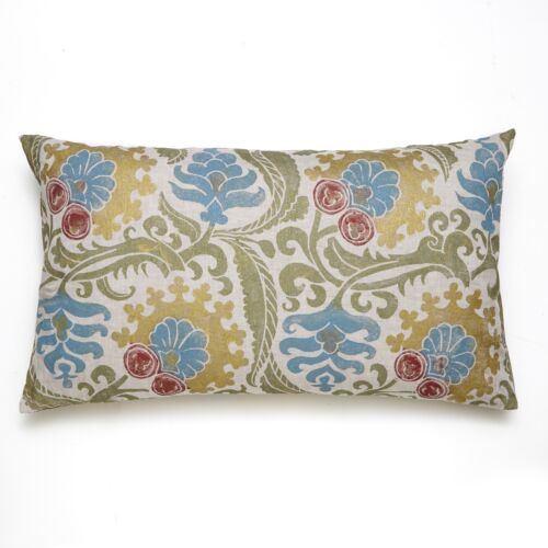 Mirella Flowers & Leaves Linen Pillow 18x31"