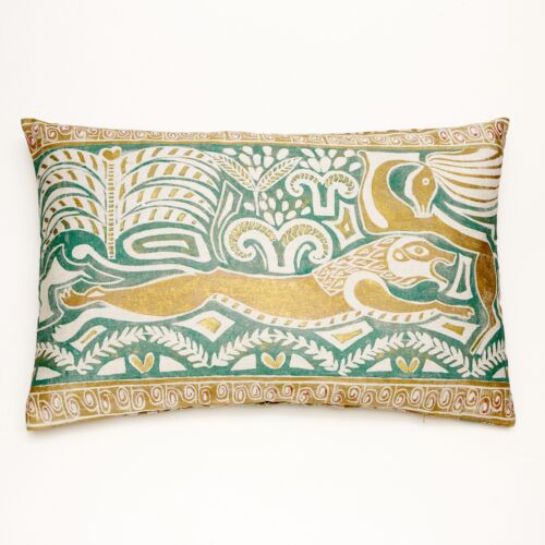 Mirella Lion & Ram Linen Pillow 21x33"